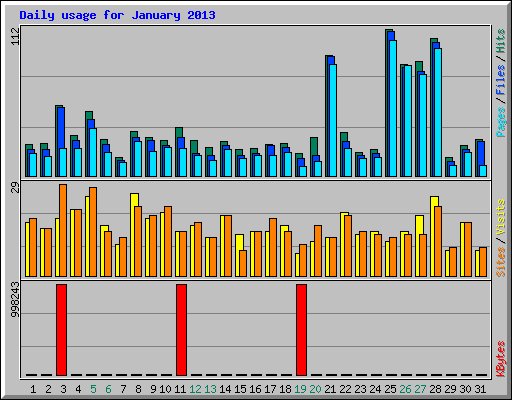 Daily usage for January 2013