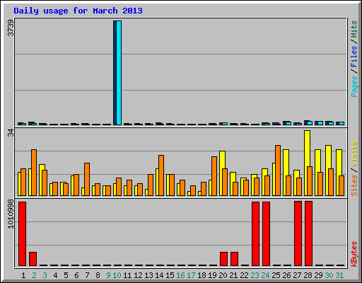 Daily usage for March 2013