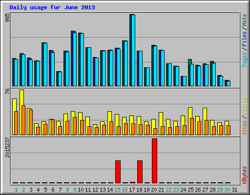 Daily usage for June 2013