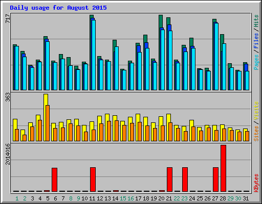 Daily usage for August 2015