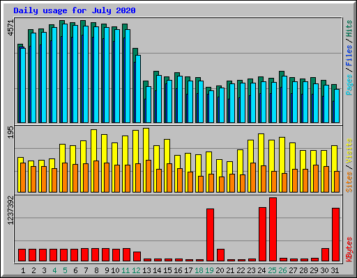 Daily usage for July 2020