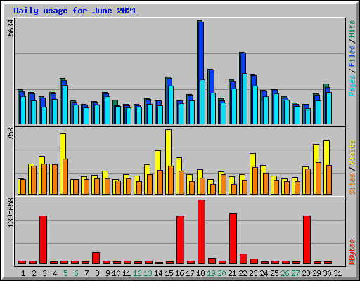 Daily usage for June 2021