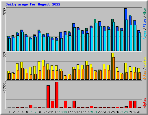 Daily usage for August 2022