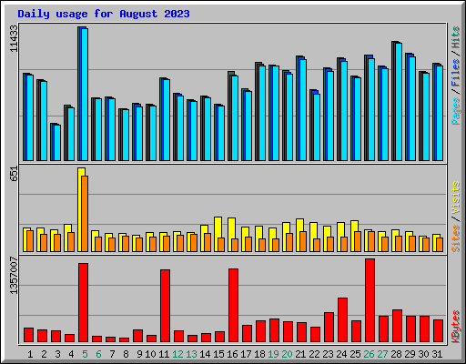 Daily usage for August 2023