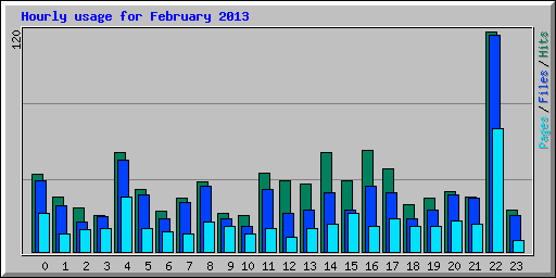 Hourly usage for February 2013