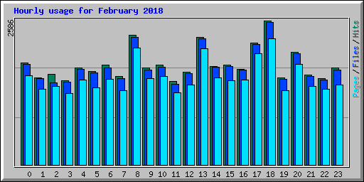 Hourly usage for February 2018