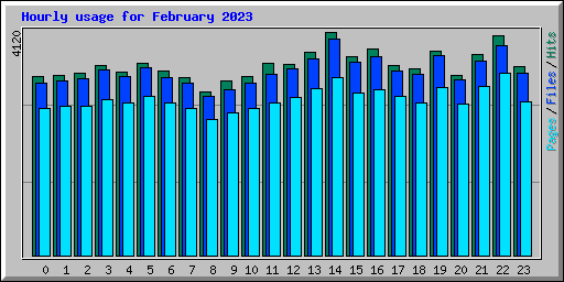 Hourly usage for February 2023